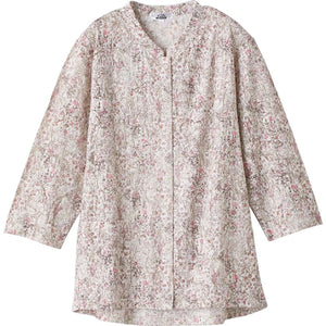 7分袖前開きＴシャツ ローズ S/3L