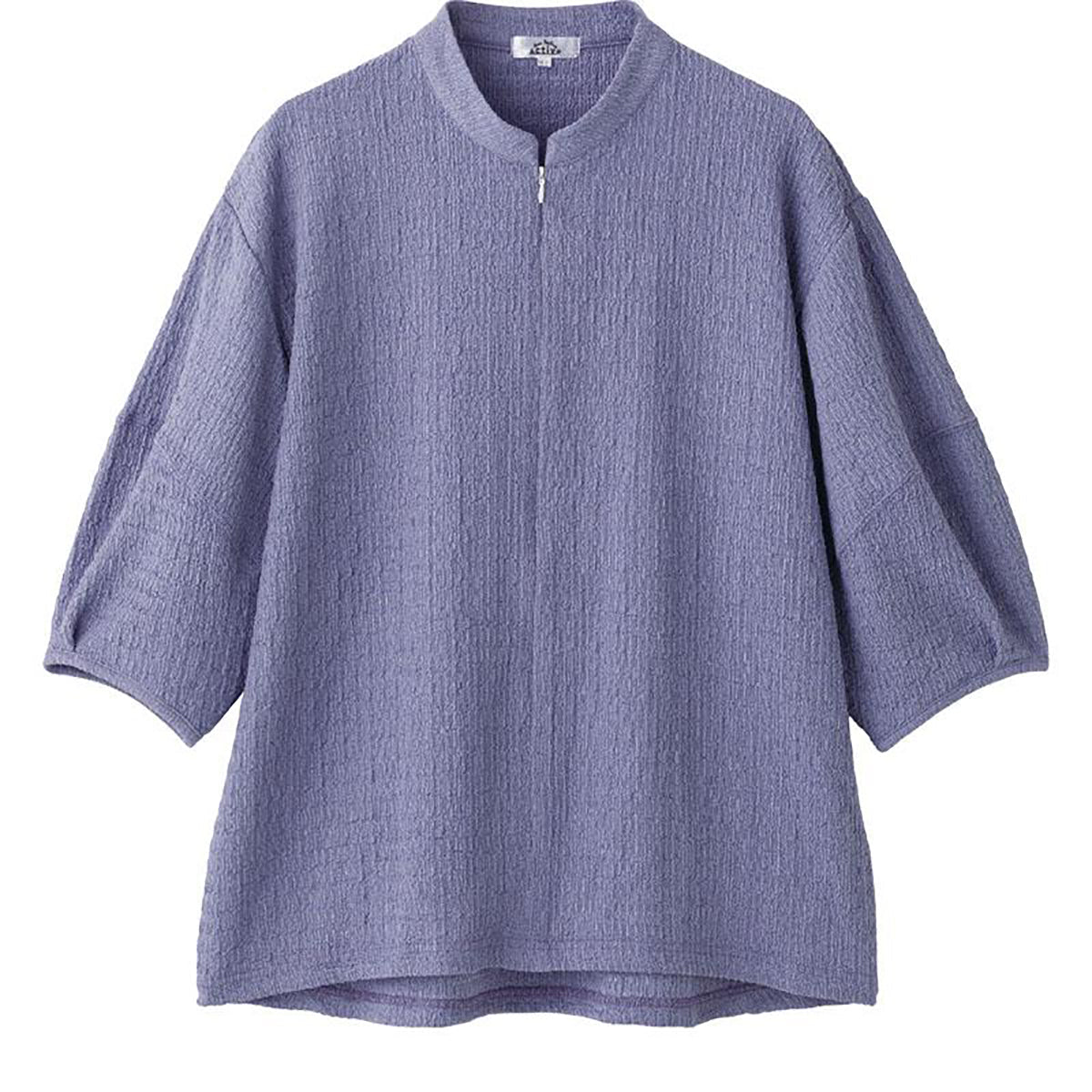 ロングファスナーパフスリーブＴシャツ パープル M～L/LL