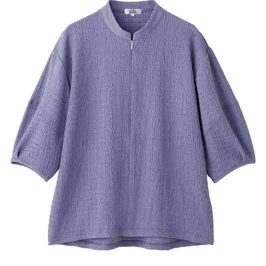 ロングファスナーパフスリーブＴシャツ パープル M～L/LL