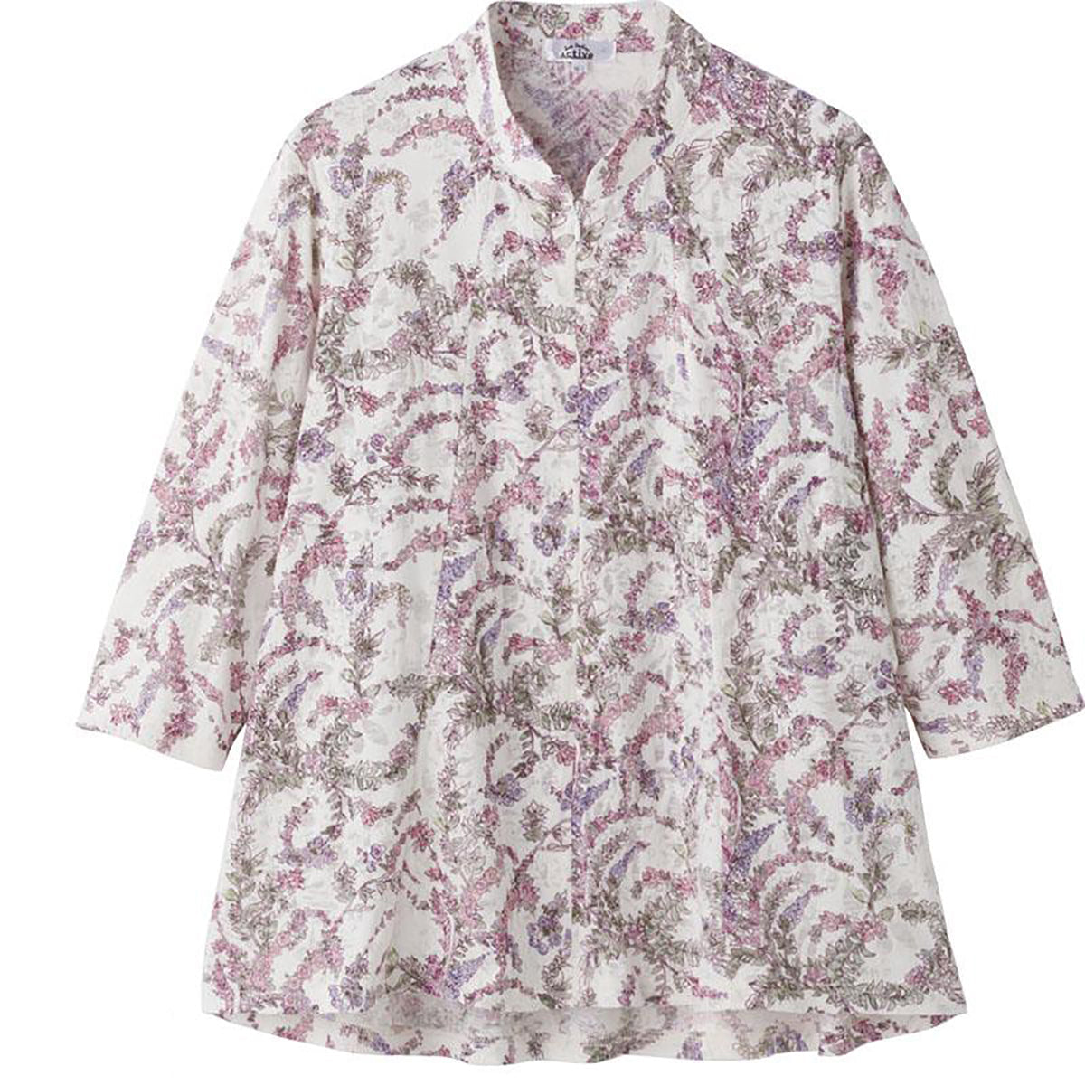 7分袖ロングファスナーＡラインＴシャツ ローズ S/M～L/LL/3L