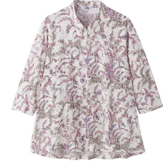 7分袖ロングファスナーＡラインＴシャツ ローズ S/M～L/LL/3L