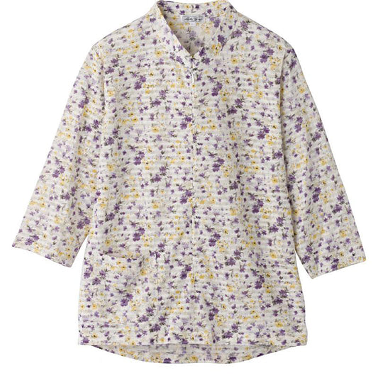 7分袖ロングファスナーＴシャツ 濃パープル S/M～L/LL