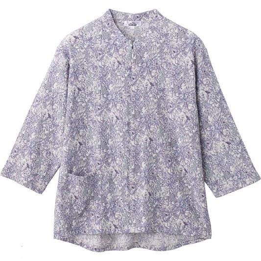 7分袖ロングファスナーＴシャツ ブルー M～L/LL/3L