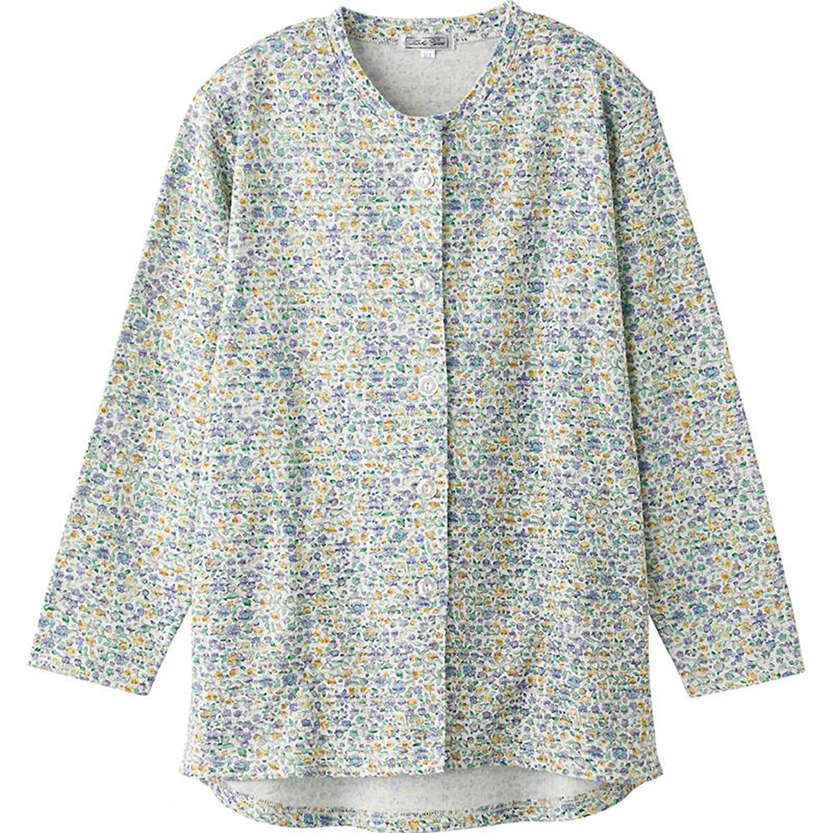 カットマグネット釦カーディガン(指先ストレッチ) イエロー Ｍ～Ｌ