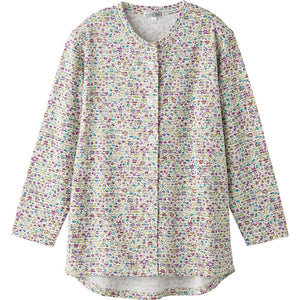 カットマグネット釦カーディガン(指先ストレッチ) 赤パープル Ｍ～Ｌ