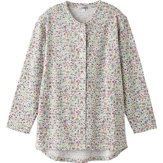 カットマグネット釦カーディガン(指先ストレッチ) 赤パープル Ｍ～Ｌ