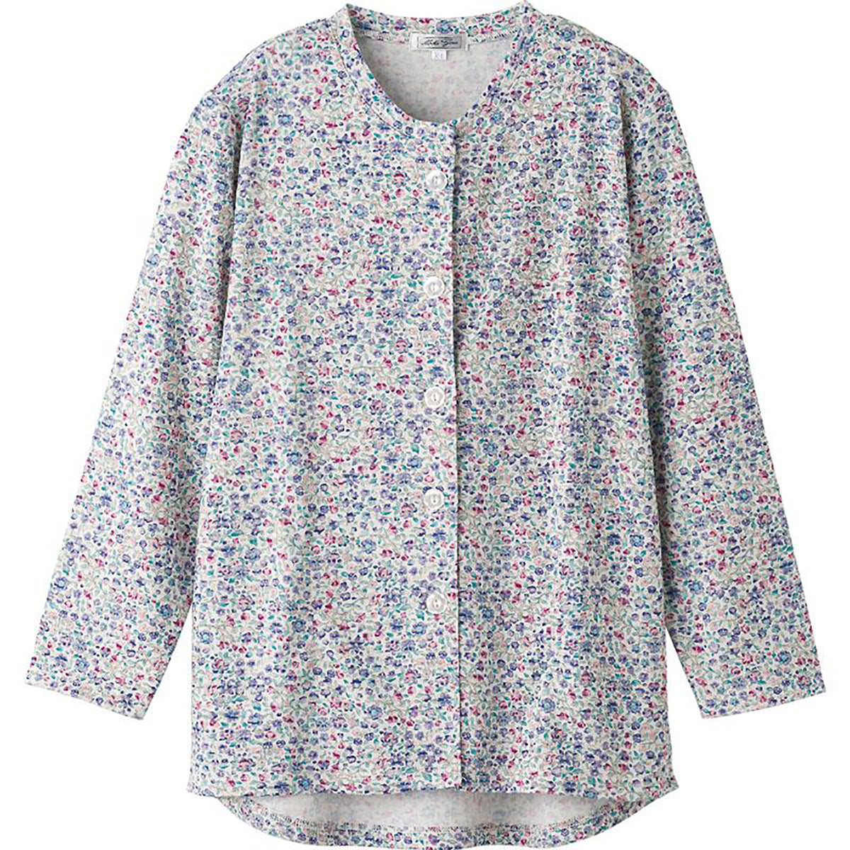 カットマグネット釦カーディガン(指先ストレッチ) ネイビー Ｍ～Ｌ