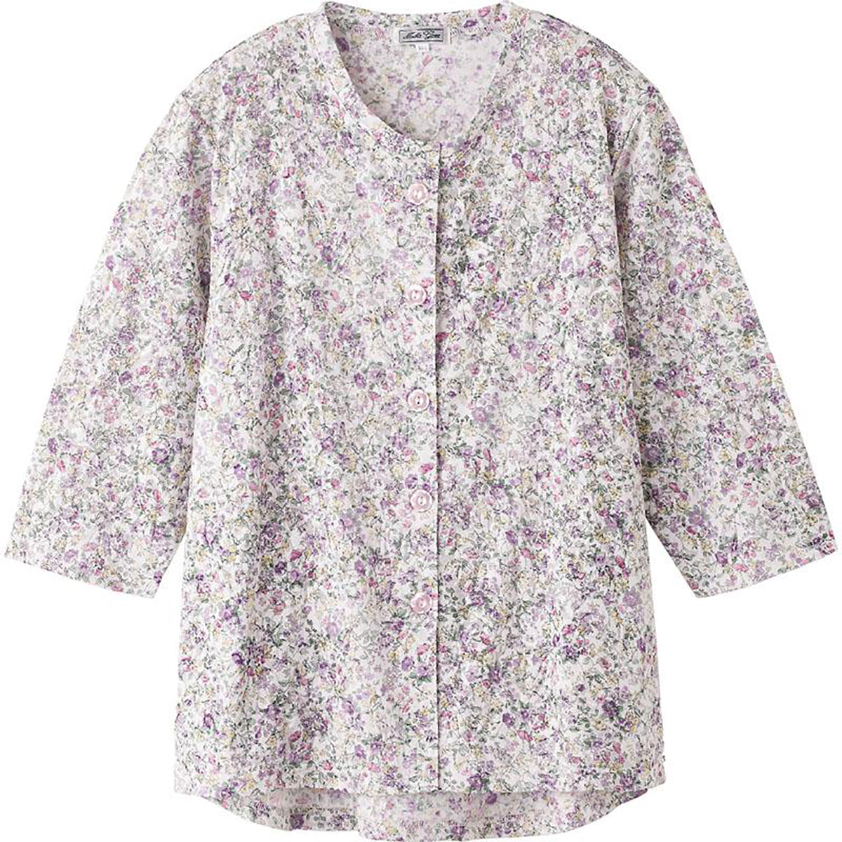 カット7分袖マグネット釦カーディガン(指先ストレッチ) ローズ Ｍ～Ｌ