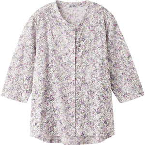 カット7分袖マグネット釦カーディガン(指先ストレッチ) ローズ Ｍ～Ｌ