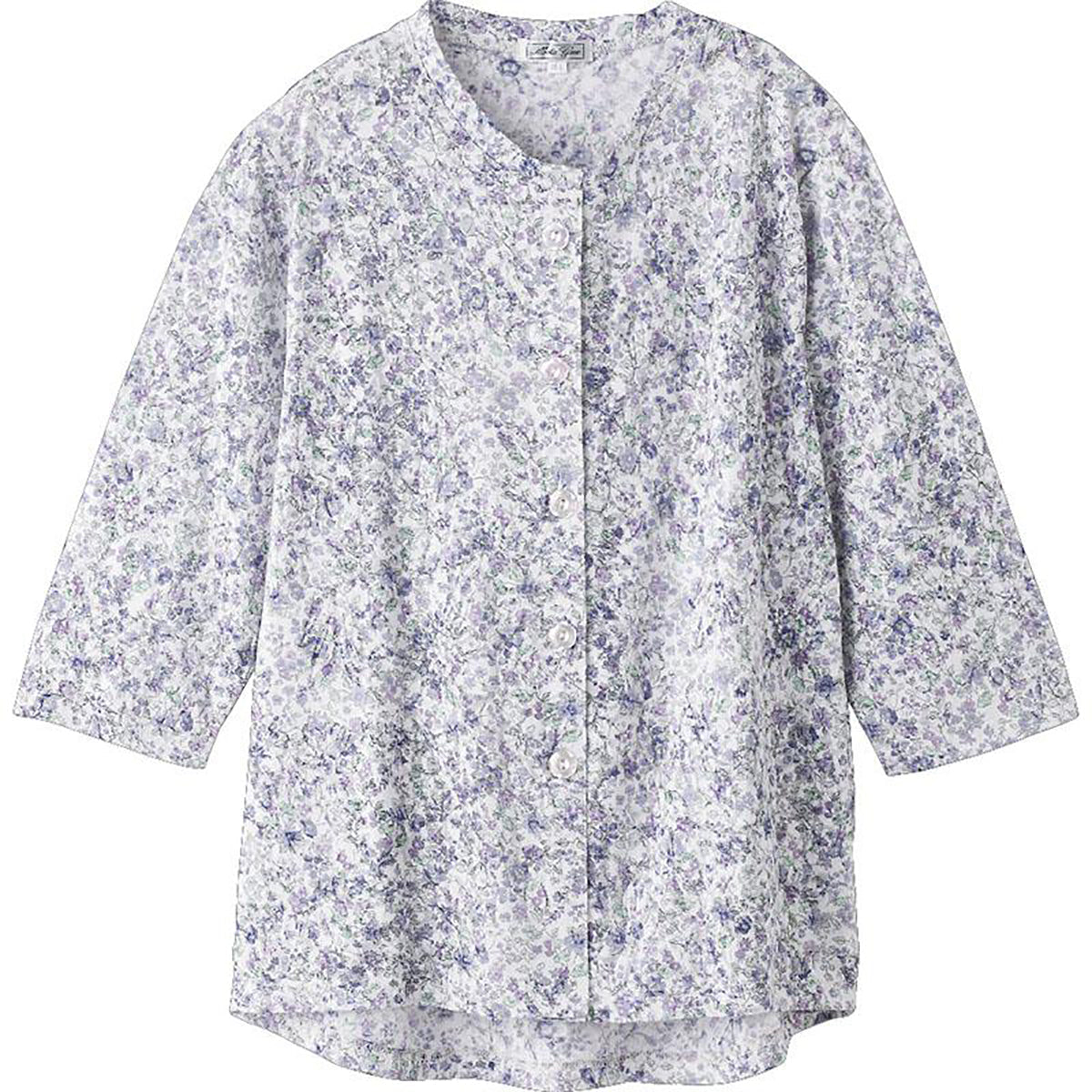 カット7分袖マグネット釦カーディガン(指先ストレッチ) ブルー Ｍ～Ｌ