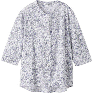 カット7分袖マグネット釦カーディガン(指先ストレッチ) ブルー Ｍ～Ｌ