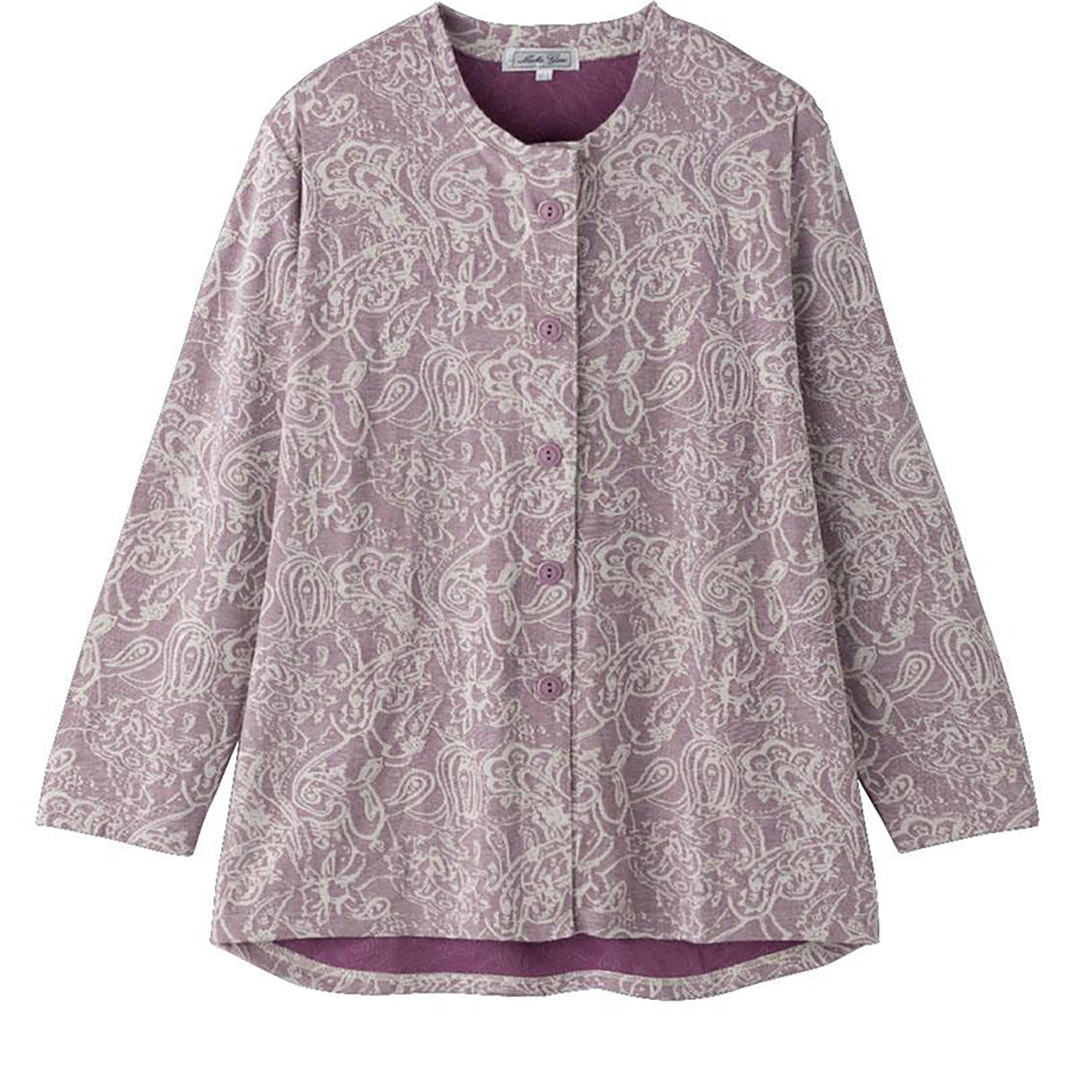 カットマグネット釦カーディガン(指先ストレッチ) ローズパープル Ｍ～Ｌ