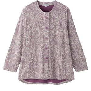 カットマグネット釦カーディガン(指先ストレッチ) ローズパープル Ｍ～Ｌ