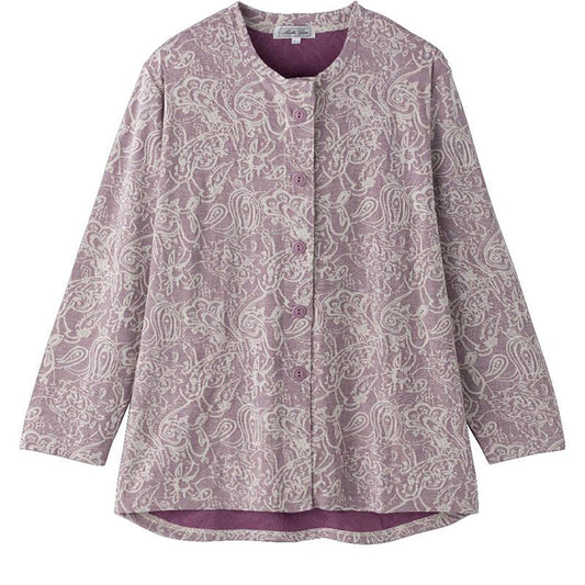 カットマグネット釦カーディガン(指先ストレッチ) ローズパープル Ｍ～Ｌ