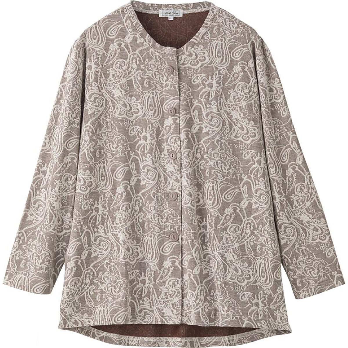 カットマグネット釦カーディガン(指先ストレッチ) モカ Ｍ～Ｌ