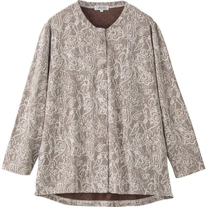 カットマグネット釦カーディガン(指先ストレッチ) モカ Ｍ～Ｌ