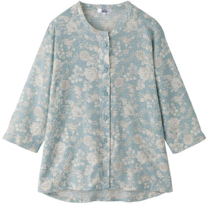 カット7分袖マグネット釦カーディガン(指先ストレッチ) グリーン Ｍ～Ｌ