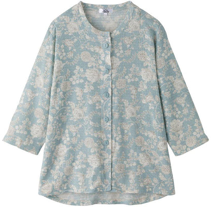 カット7分袖マグネット釦カーディガン(指先ストレッチ) グリーン Ｍ～Ｌ