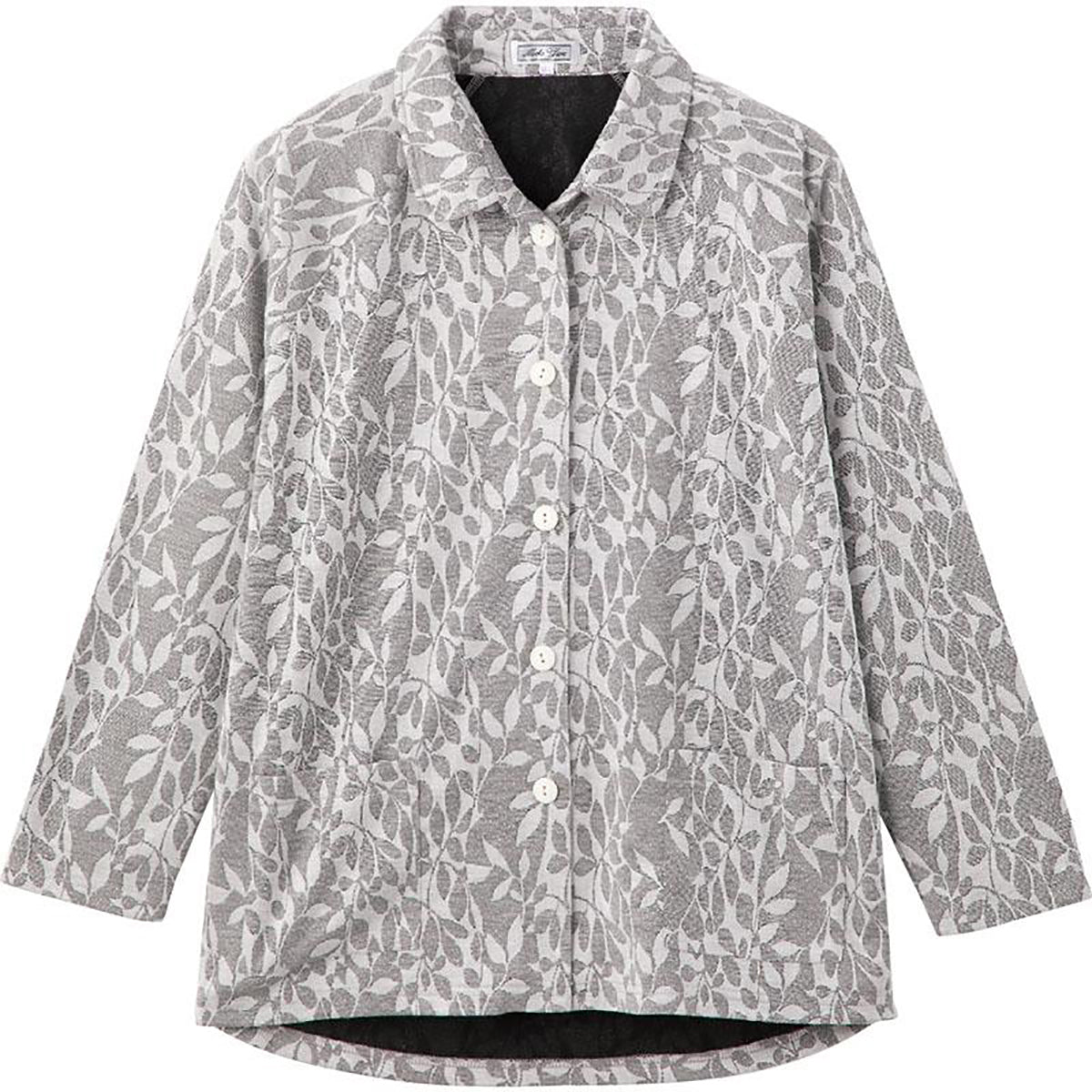 カット衿付マグネット釦カーディガン(指先ストレッチ) オフ Ｍ～Ｌ