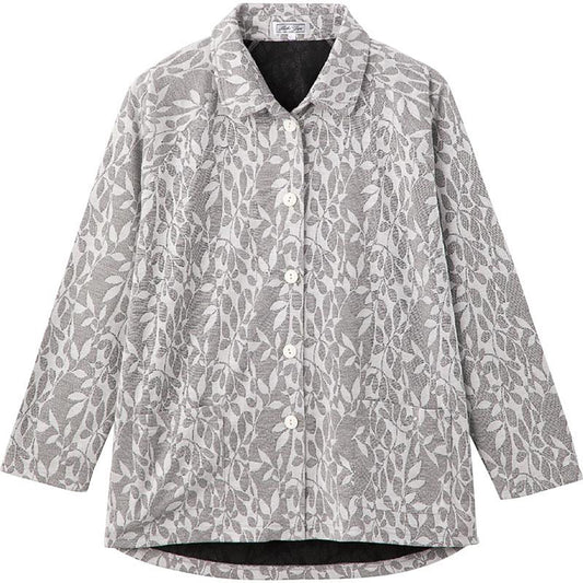 カット衿付マグネット釦カーディガン(指先ストレッチ) オフ Ｍ～Ｌ