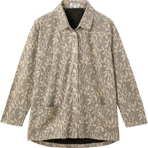 カット衿付マグネット釦カーディガン(指先ストレッチ) モカ Ｍ～Ｌ