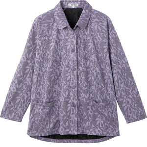 カット衿付マグネット釦カーディガン(指先ストレッチ) パープル Ｍ～Ｌ