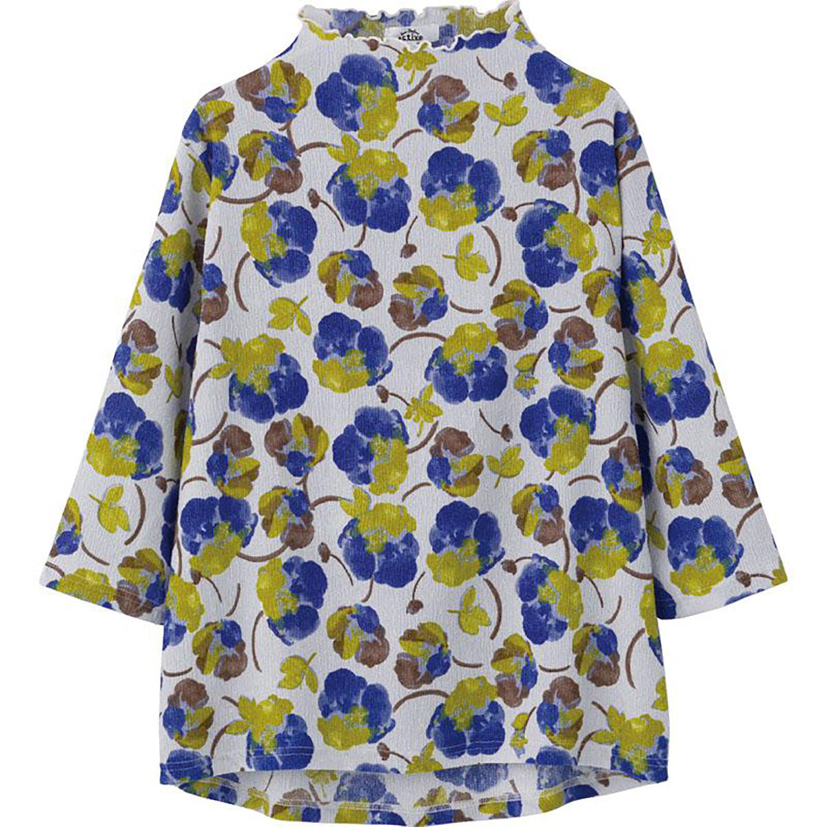 7分袖後ろ長めＴシャツ ブルー Ｍ～Ｌ/LL/3L
