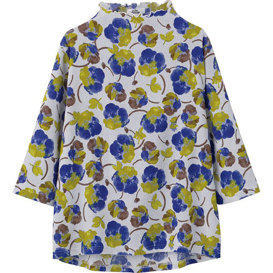 7分袖後ろ長めＴシャツ ブルー Ｍ～Ｌ/LL/3L
