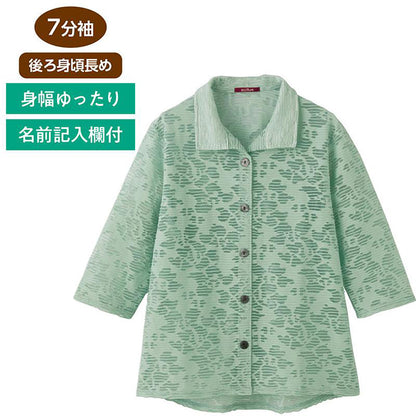 7分袖斜め釦ホールシャツカーディガン ラベンダー Ｍ/L