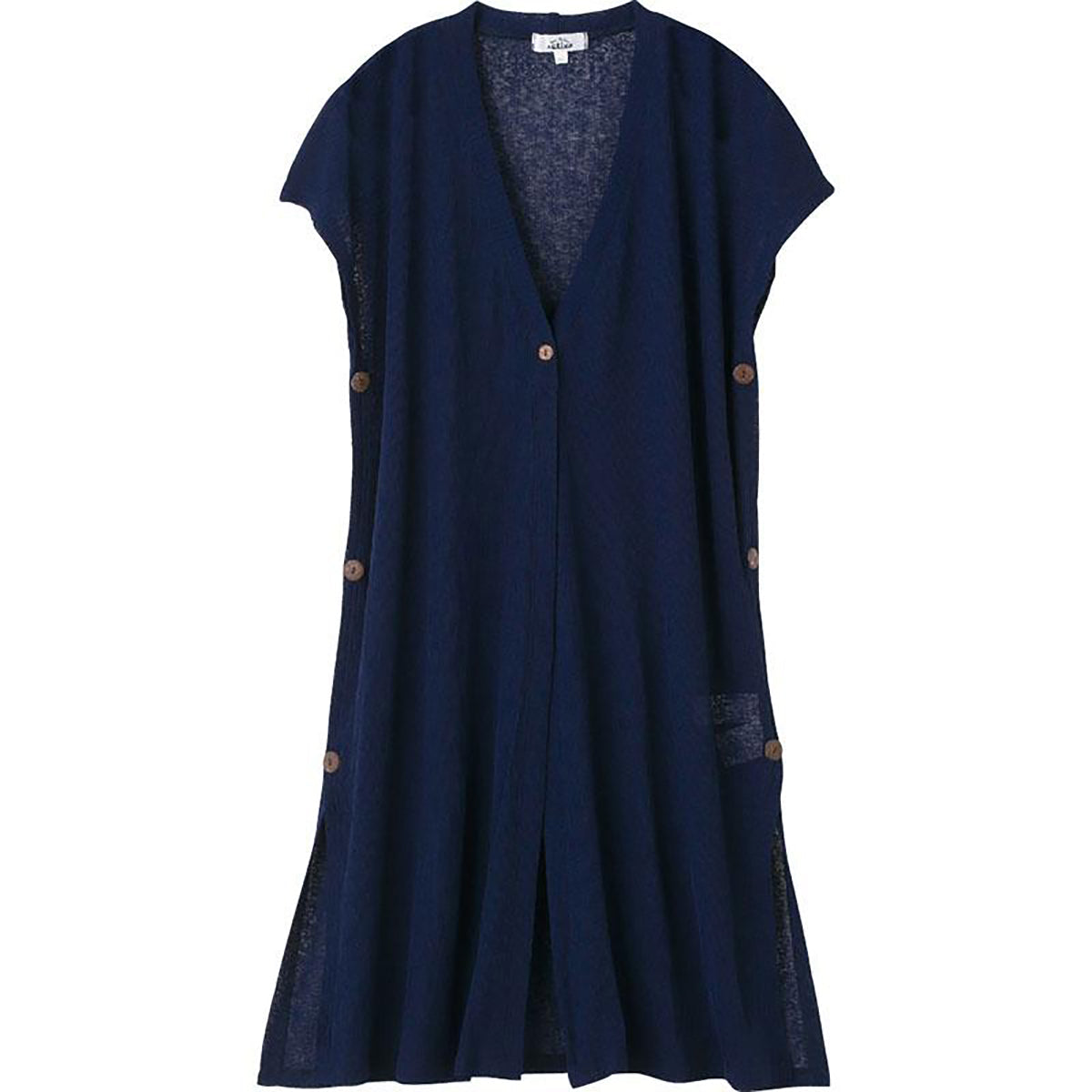 斜め釦ホール1釦ロングベスト ネイビー Ｍ～Ｌ