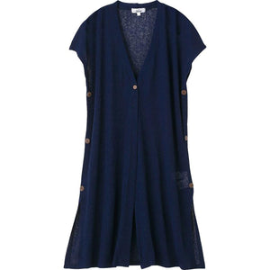 斜め釦ホール1釦ロングベスト ネイビー Ｍ～Ｌ