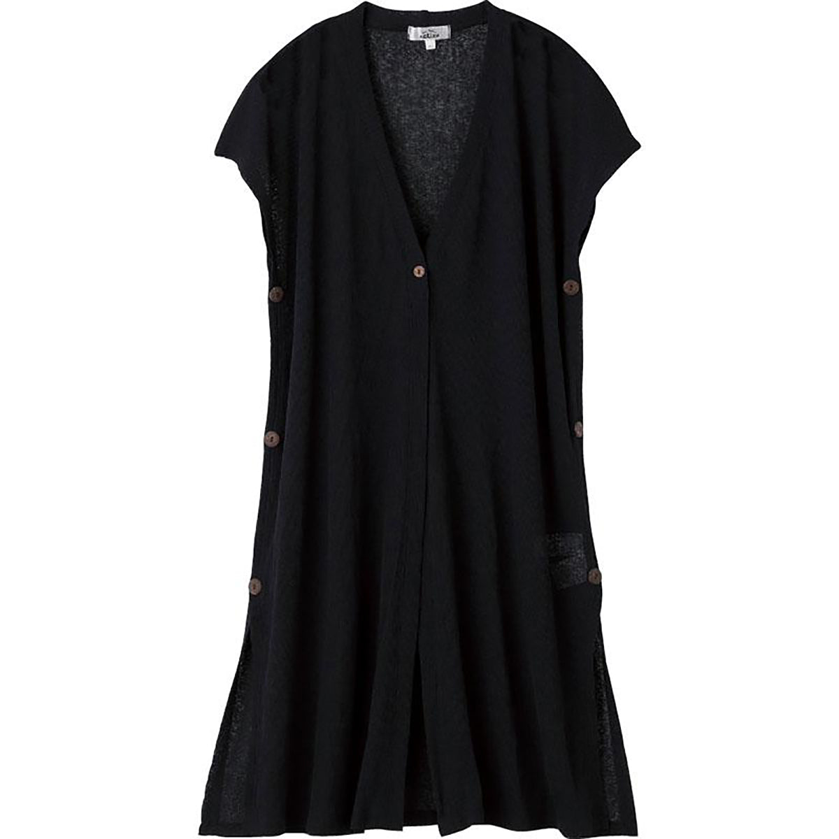 斜め釦ホール1釦ロングベスト ブラック Ｍ～Ｌ