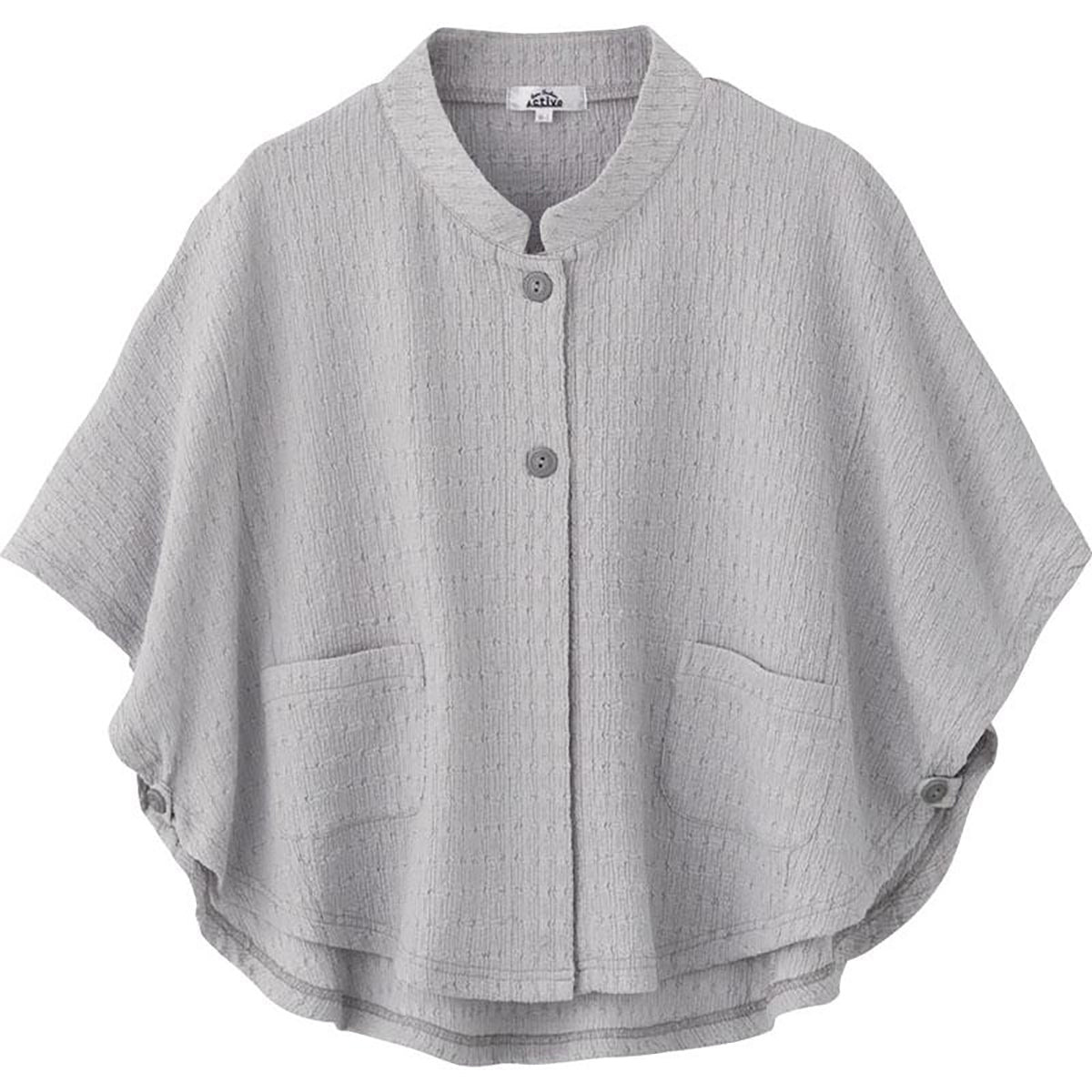 斜め釦ホールポンチョ グレージュ Ｍ～Ｌ