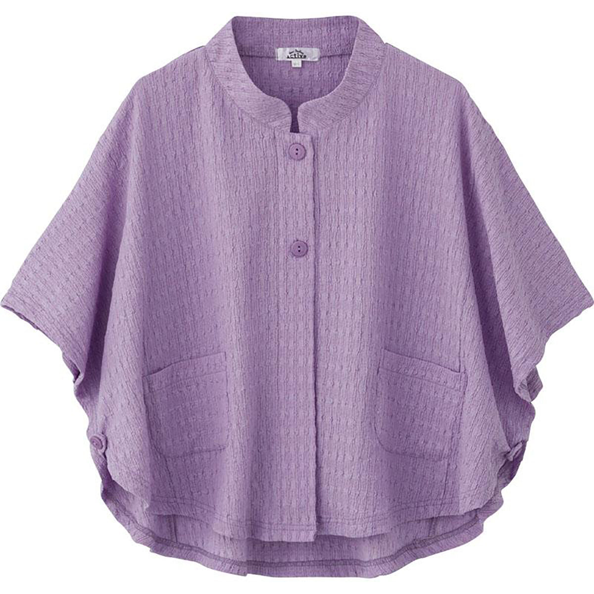 斜め釦ホールポンチョ パープル Ｍ～Ｌ