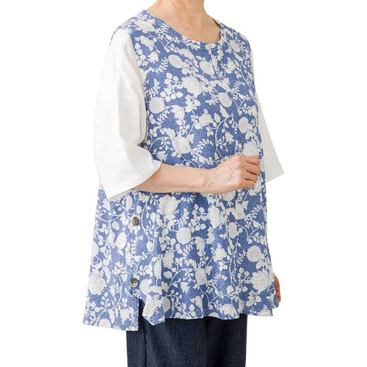 ロングファスナーロングベスト ブルー M～L/LL