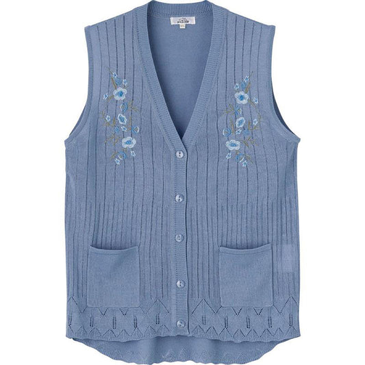 ニットワンタッチテープＶ首ベスト ブルー S/M～L/LL