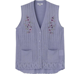 ニットワンタッチテープＶ首ベスト パープル S/M～L/LL