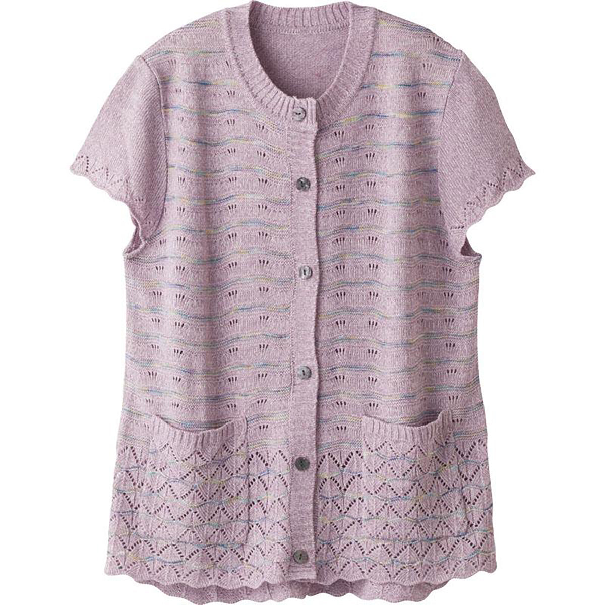 ニットワンタッチテープ丸首ベスト ローズ M～L/LL/3L