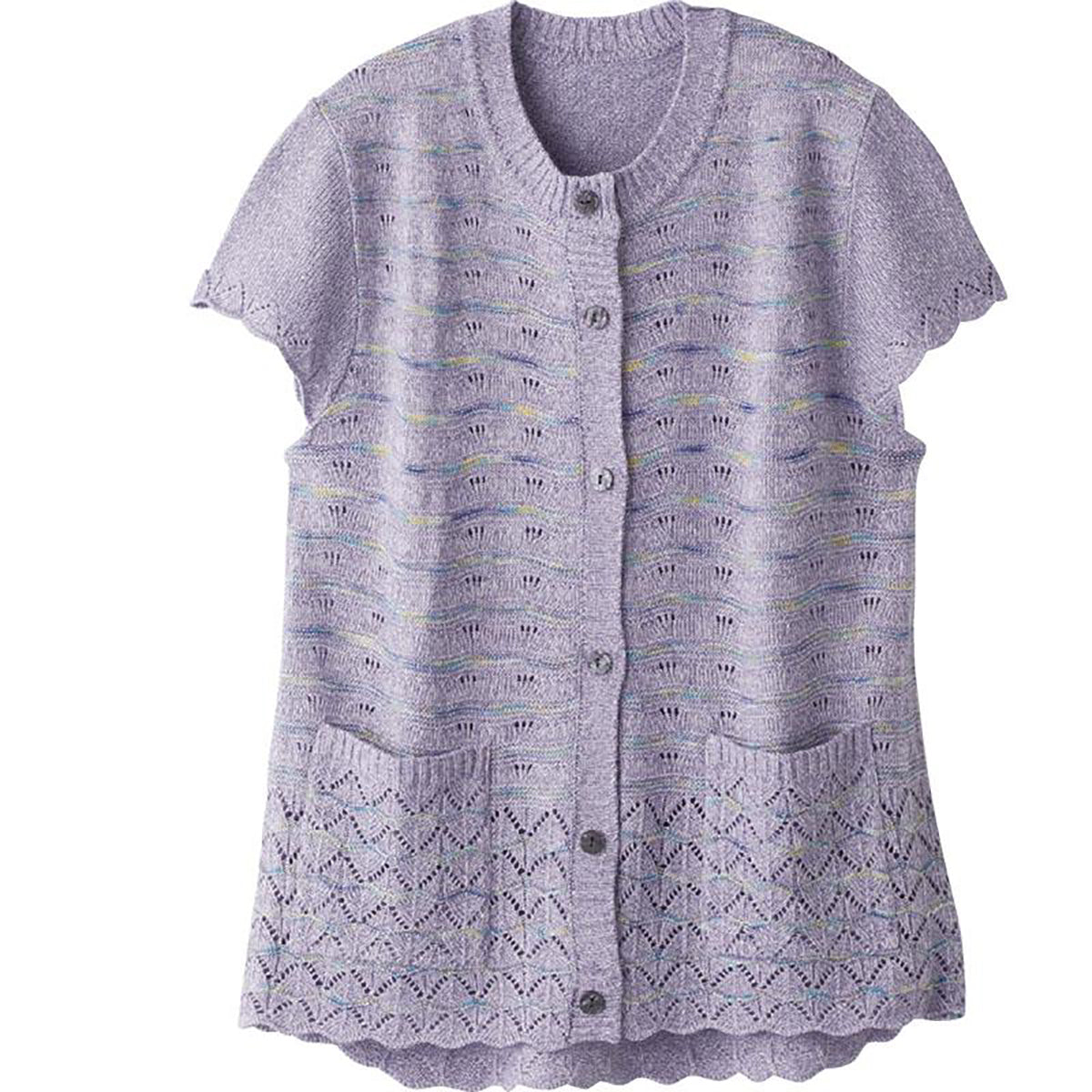 ニットワンタッチテープ丸首ベスト パープル M～L/LL/3L