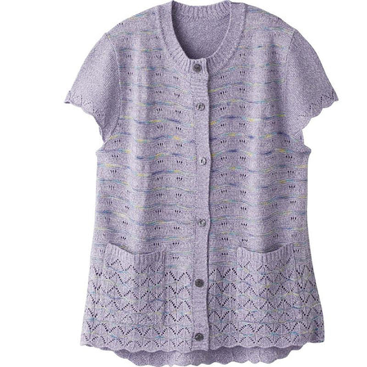 ニットワンタッチテープ丸首ベスト パープル M～L/LL/3L