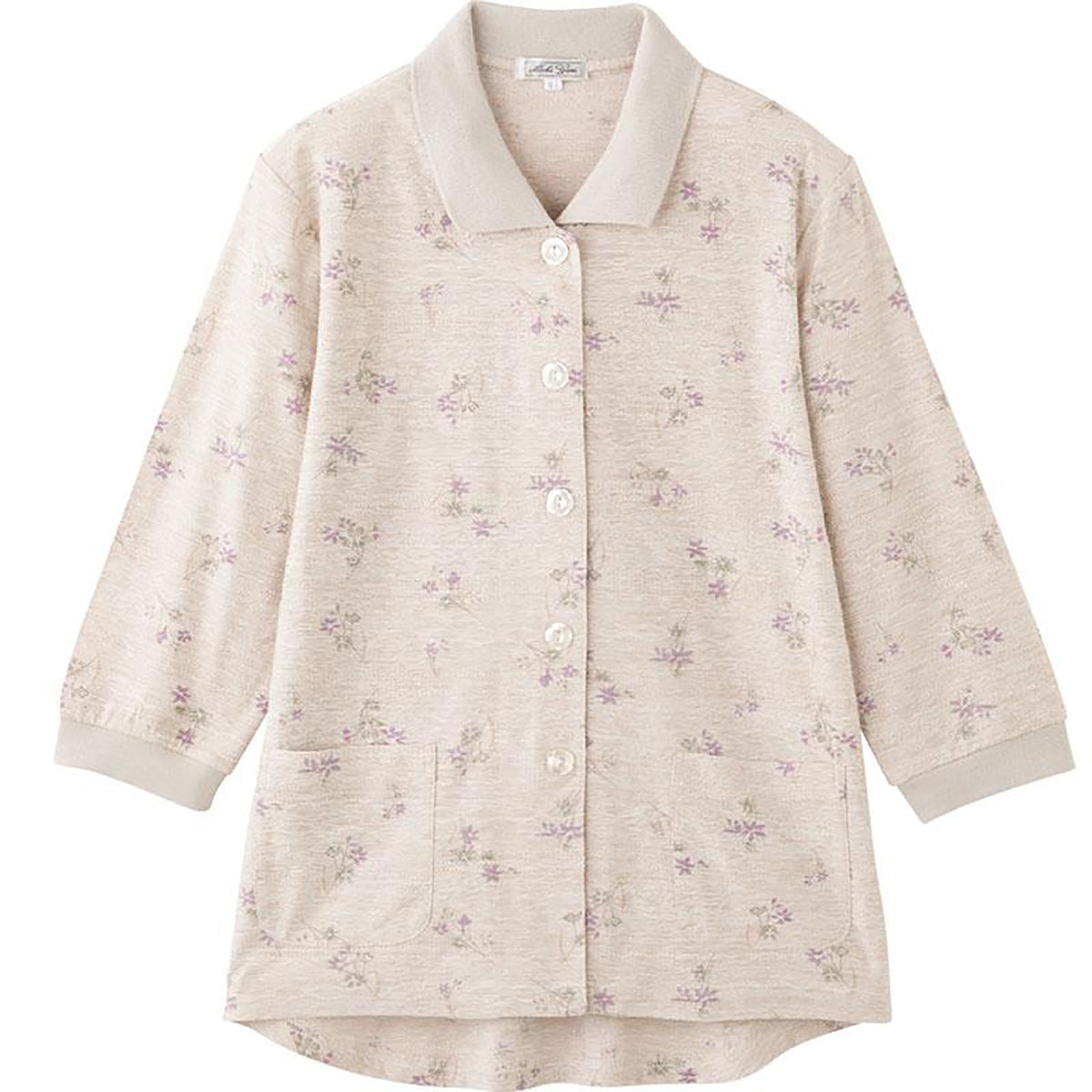 7分袖ワンタッチテープポロカーディ ベージュ S/M～L/LL