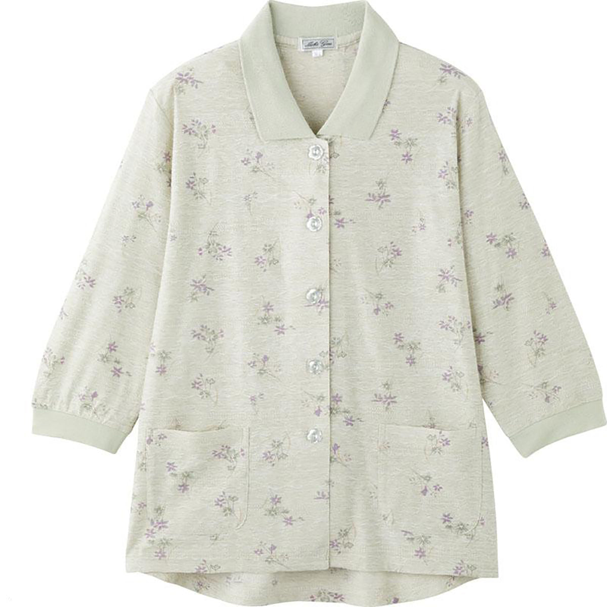 7分袖ワンタッチテープポロカーディ グリーン S/M～L/LL