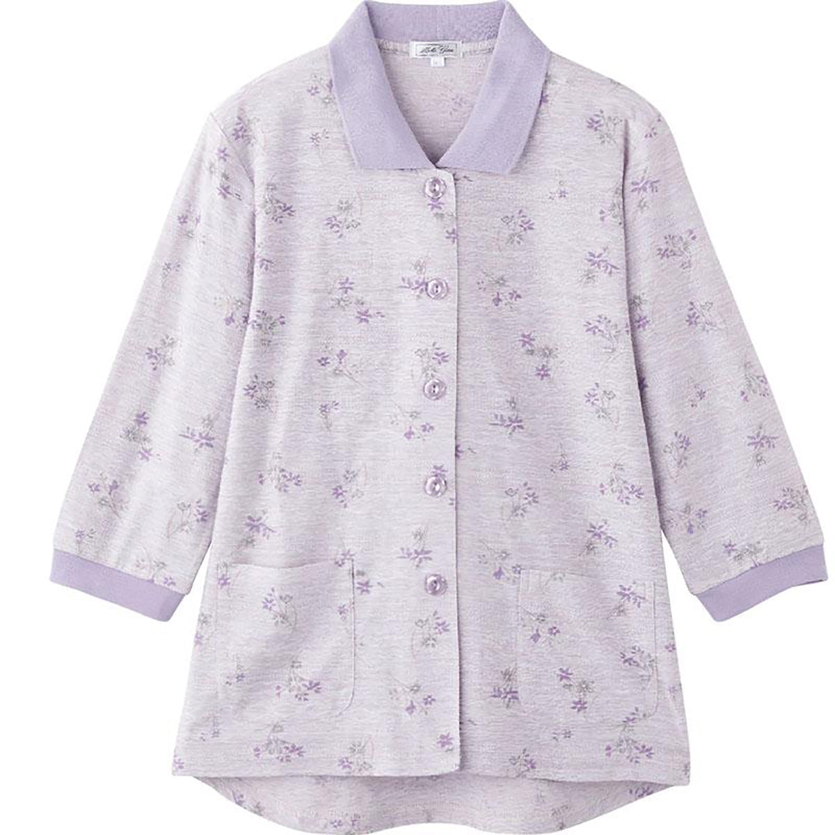 7分袖ワンタッチテープポロカーディ パープル S/M～L/LL