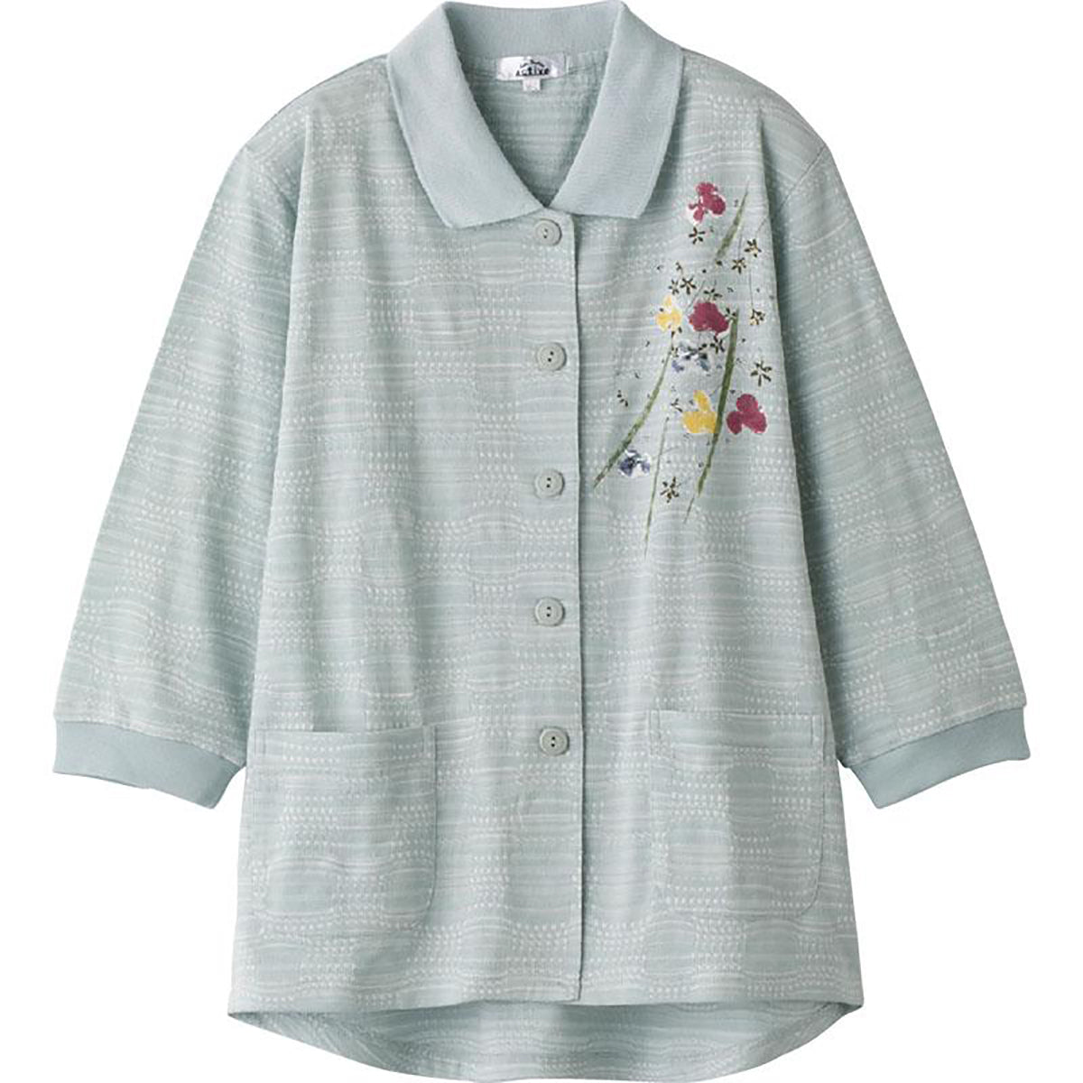 7分袖ワンタッチテープポロカーディ グリーン LL/3L