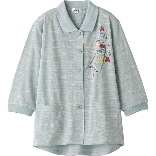 7分袖ワンタッチテープポロカーディ グリーン LL/3L