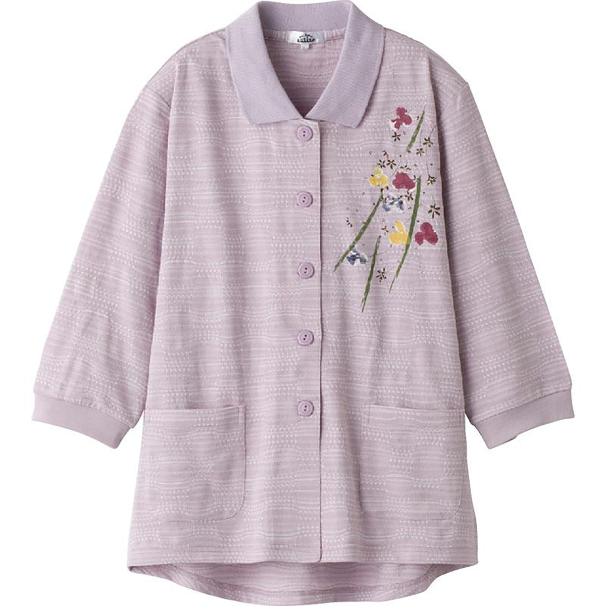 7分袖ワンタッチテープポロカーディ パープル LL/3L