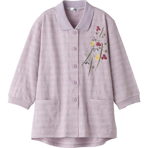 7分袖ワンタッチテープポロカーディ パープル LL/3L