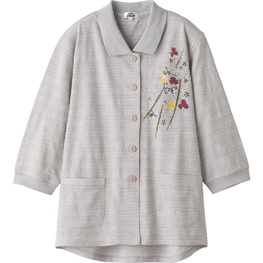 7分袖ワンタッチテープポロカーディ グレー M～L/LL/3L