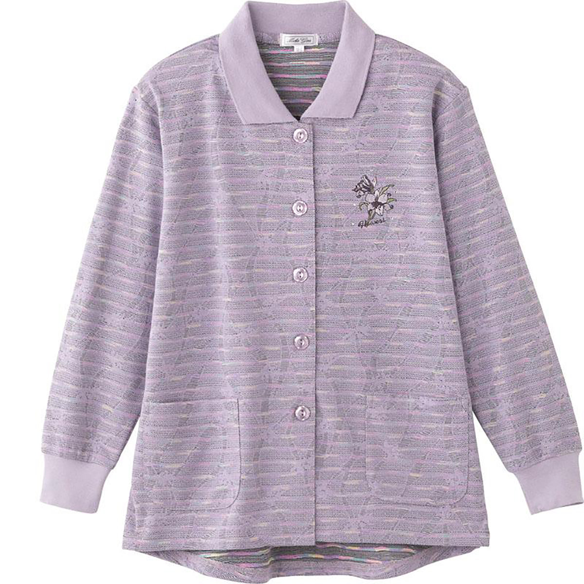 斜め釦ホールポロカーディ パープル S/M～L/LL