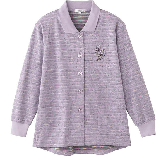 斜め釦ホールポロカーディ パープル S/M～L/LL